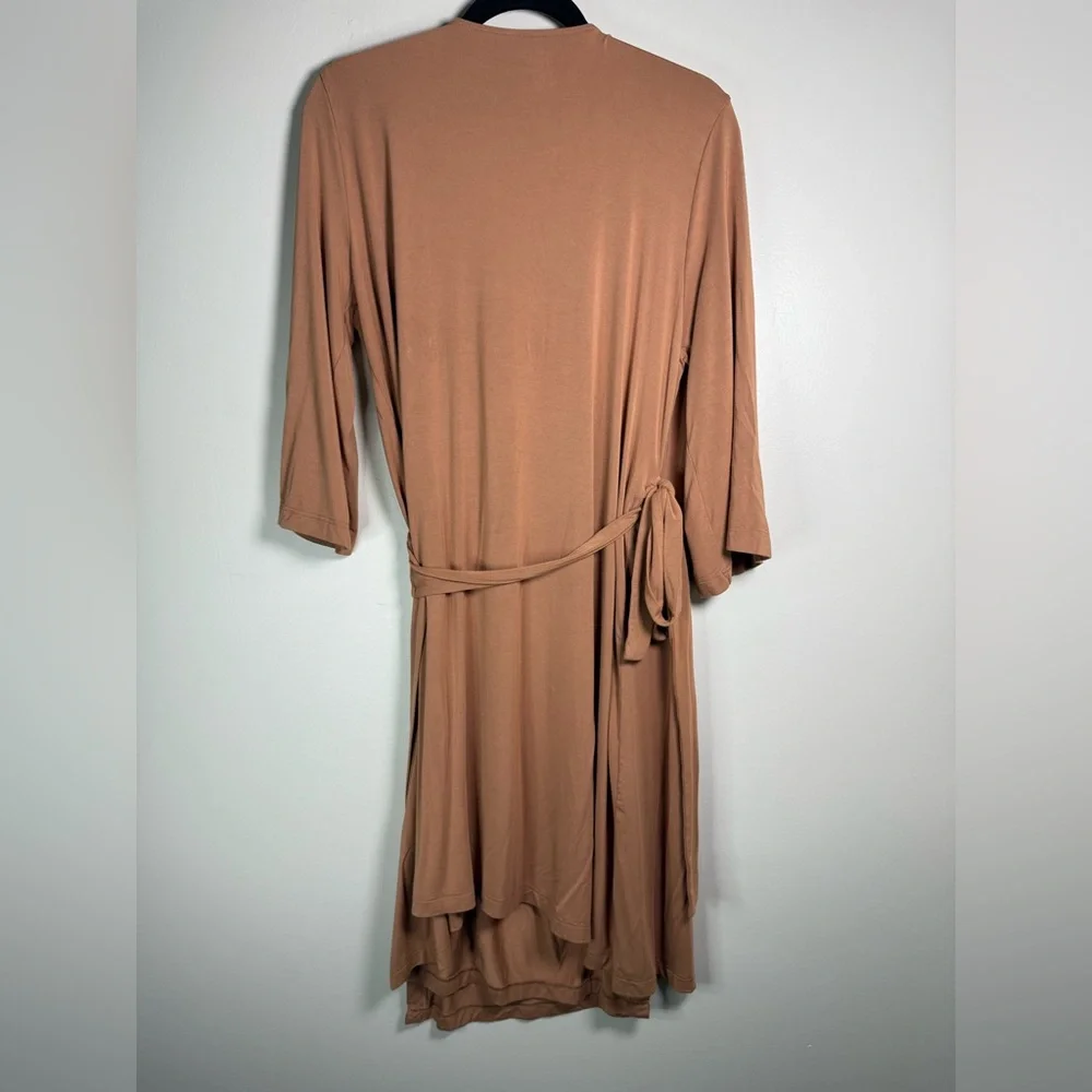 Caden Lane Maternity Robe Women's Tan Bamboo Stretch Long Sleeve Eco Friendly - Picture 3 of 3